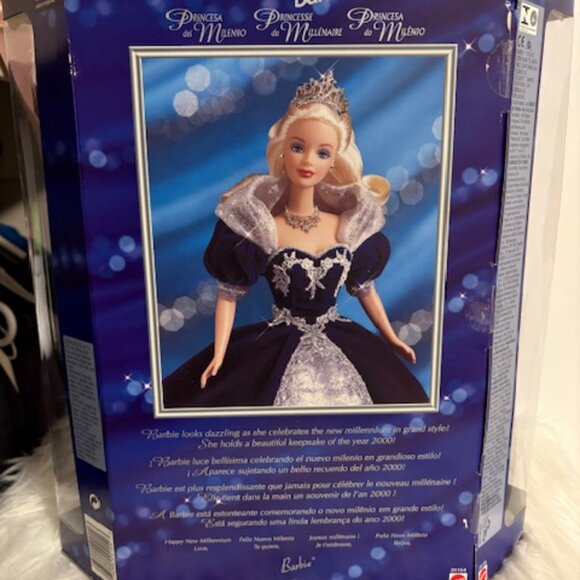 2000 Princess Millennium Barbie Silver Blue Gown Collector Edition Rare Box - Picture 5 of 8